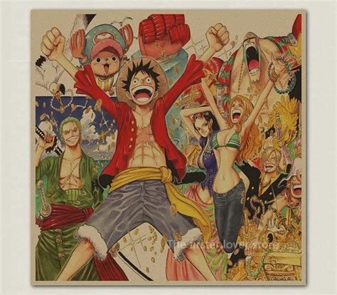 Vintage Classic Cartoon Anime One Piece Luffy Poster Retro Kraft Paper