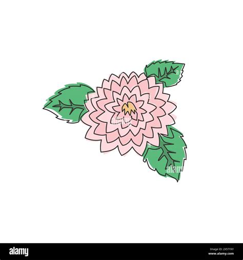 One Single Line Drawing Of Beauty Fresh Dahlia For Garden Logo