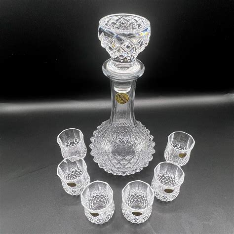 Vintage Shot Glasses Matching Decanter CRYSTAL D Arques LONGCHAMP Set