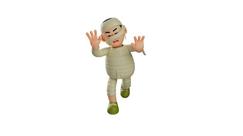 3d Ilustración Feroz Momia 3d Dibujos Animados Personaje Momia Corrió