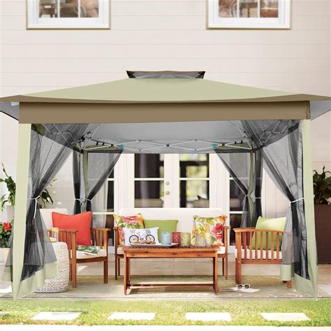 Gazebo 12x12 Pop Up Canopy With Mosquito Net Outdoor Gazebo For Patios Deck Tent