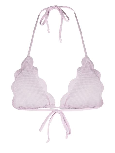 Marysia White Scalloped Triangle Bikini Top Browns