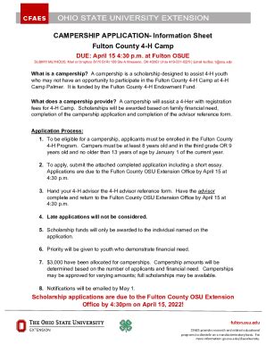 Fillable Online Fulton Osu Information Sheet Fulton County H Camp Fax