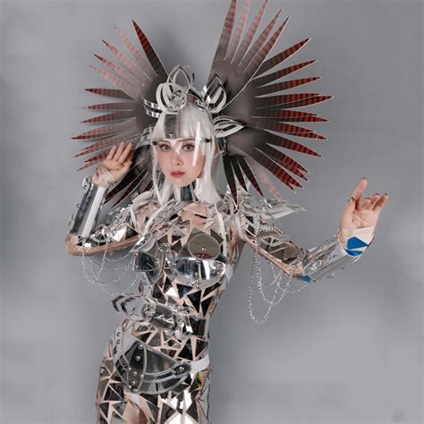 Silver Mirrors Jumpsuit Women Cosplay Gogo Dancer Costumes Festival R