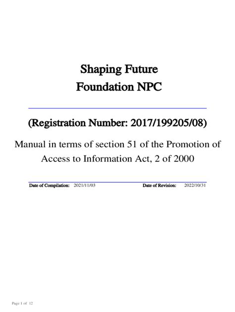 Fillable Online Shaping Future Foundation NPC Fax Email Print PdfFiller