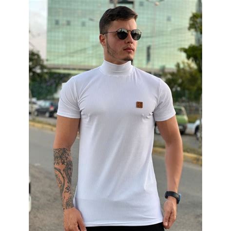 Camisa Masculina Longline Gola Alta Camisa Oversized Masculino