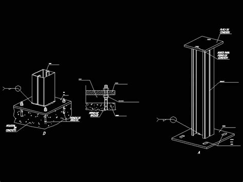 Detalle Columna De Acero En Dwg 6259 Kb Librería Cad