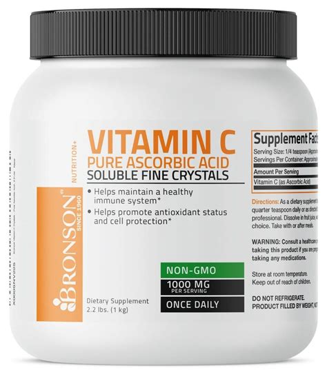 Bronson Vitamin C Pure Ascorbic Acid Crystals 1000 Mg 1 Lb 16 Oz