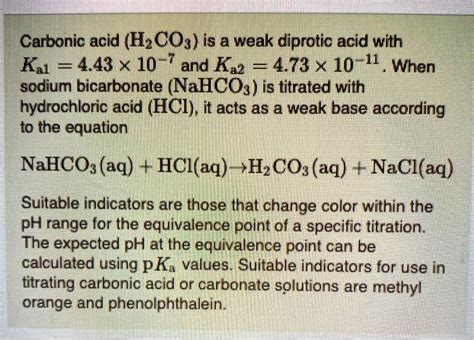 SOLVED Carbonic Acid H2CO3 Is A Weak Diprotic Acid With Ka1 4 3