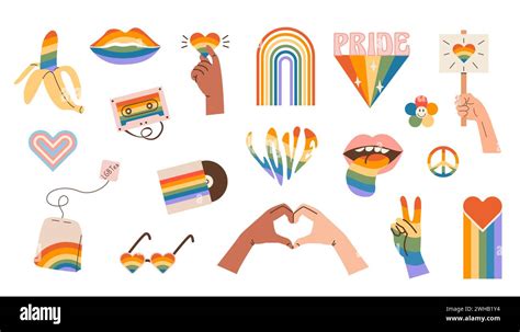 Vector Set Of Lgbtq Community Flat Style Icons And Graphic Elements