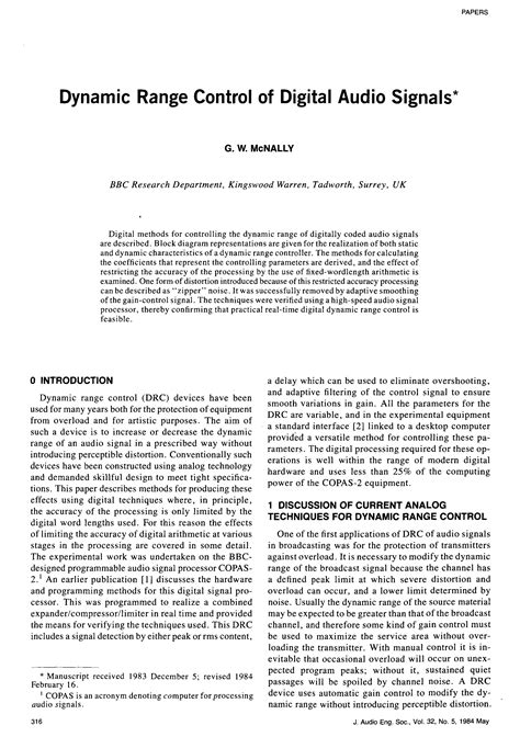 Aes E Library Dynamic Range Control Of Digital Audio Signals