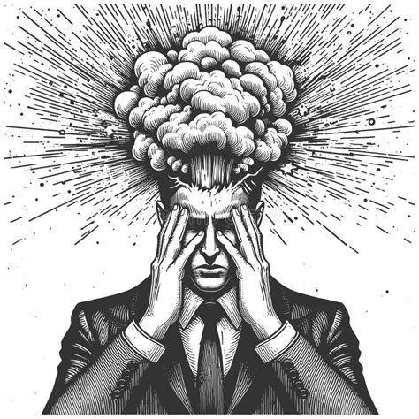 Exploding Head Symbolizing Stress Vector Stock Illustration