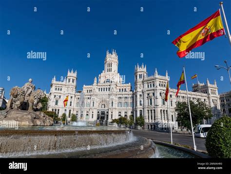 Plaza De Cibeles With Cibeles Fountain And Palacio De Cibeles Madrid