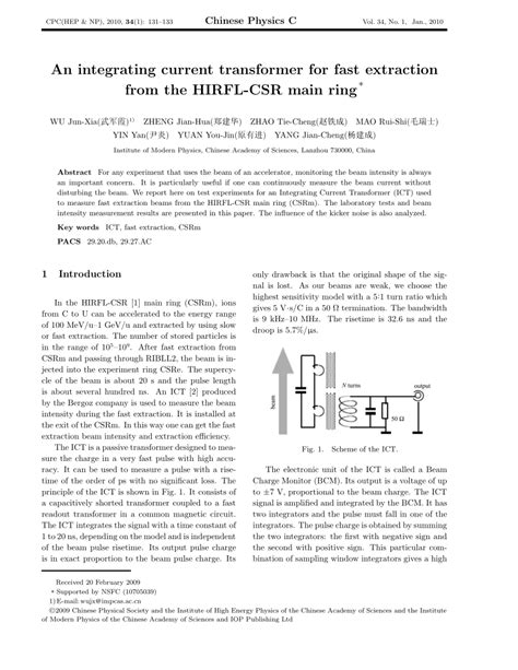 Pdf An Integrating Current Transformer For Fast Extraction From The