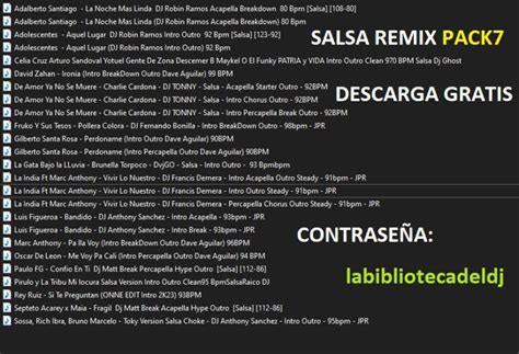 Pack De Salsa Remix Extended Octubre Utilidades Para Djs