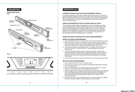 Craftsman 24 In Digital Lasertrac Level Owners Manual B F