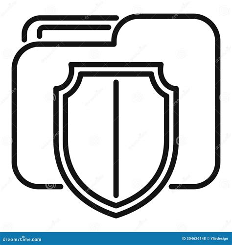 Locked Secured Folder Icon Outline Vector Document Protect Stock