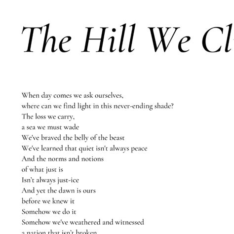 The Hill We Climb By Amanda Gorman Poem Print Inauguration Etsy