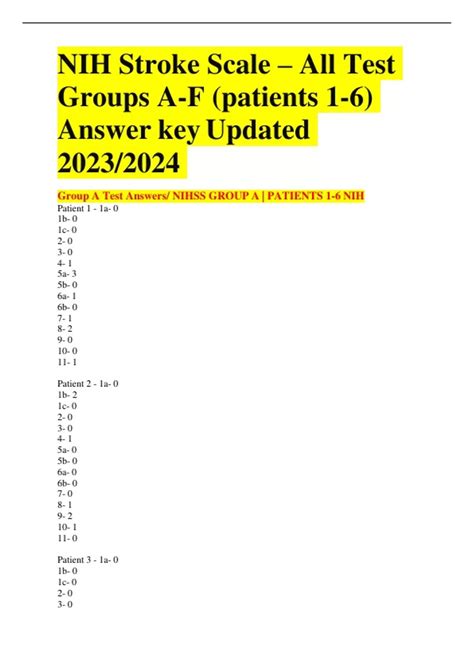 Nih Stroke Scale Group Test A Answers Nih Stroke Scale Group