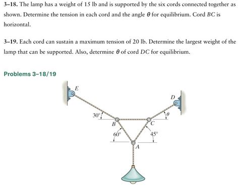 Solved 3 18 The Lamp Has A Weight Of 15 Lb And Is Supported