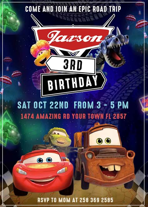 CARS ON THE ROAD Birthday Invitation FREE Backside 24H Ready