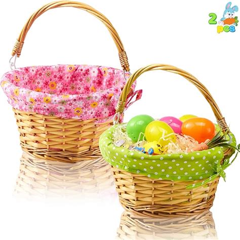 Amazon JOYIN 2 Pcs Easter Rattan Wicker Basket With Liner Fruit