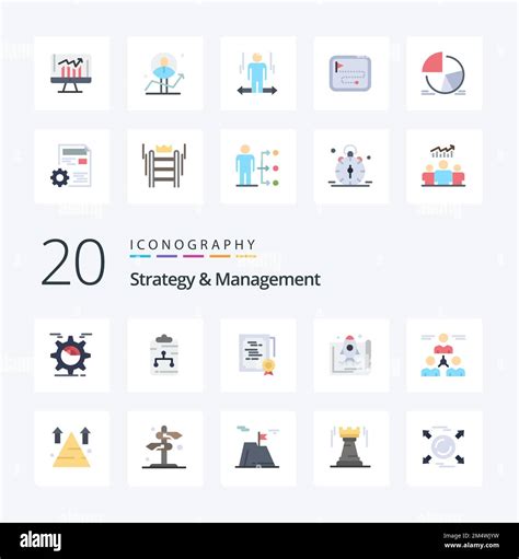 Estrategia Y Gesti N De Color Plano Icon Pack Como Startup