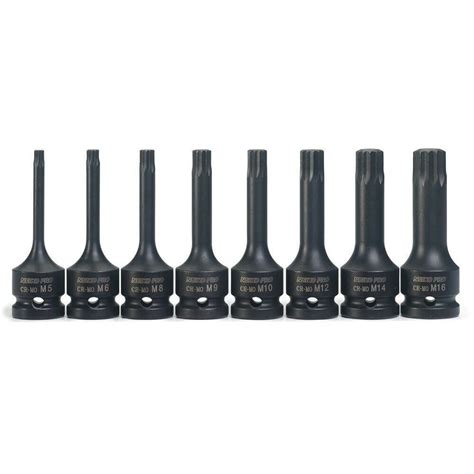 8pc 1 2 Drive Long Spline Impact Bit Socket Impact XZN Spline Socket