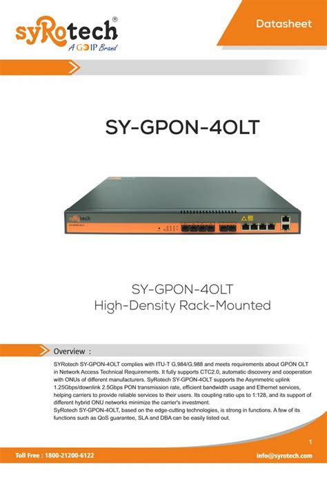 SY GPON 4OLT Syrotech 4 Port Olt Gpon At 53500 In New Delhi ID