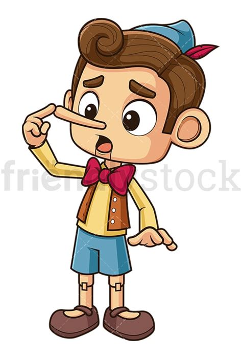 Pinocchio Long Nose Cartoon Clipart Vector - FriendlyStock