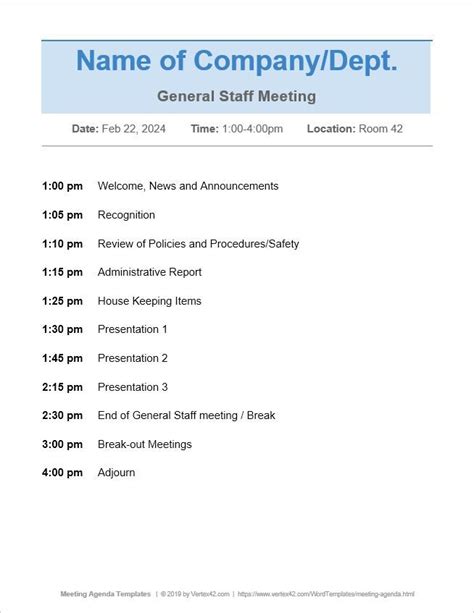 Fresh Business Meeting Agenda Template