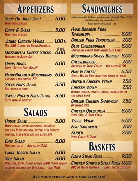 Curlys Banquet Menu Barn Proscostu