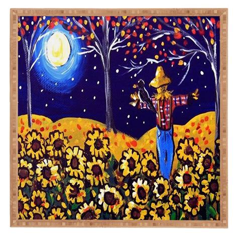 Deny Designs Scarecrow In The Moonlight Framed Wall Art Autumn