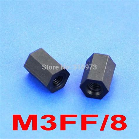 Pcs Lot Mm Black Nylon M Threaded Hex Female Female