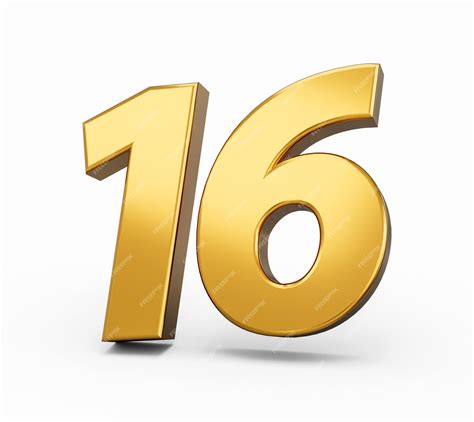 Premium Photo Gold Number 16 Sixteen Isolated White Background Shiny