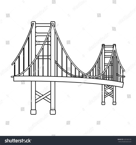 Golden Gate Bridge Icon Outline Style Stock Vector (Royalty Free ...