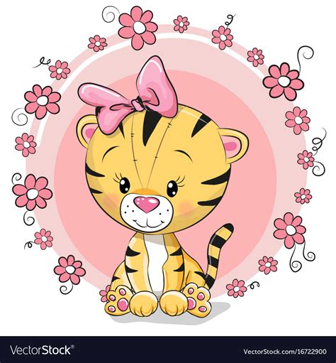 Greeting Card Cute Cartoon Tiger Royalty Free Vector Image