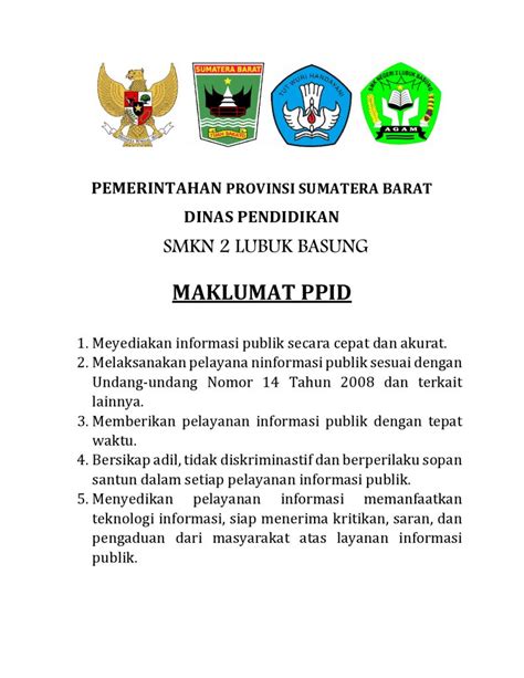 MAKLUMAT PPID SMK Negeri 2 Lubuk Basung