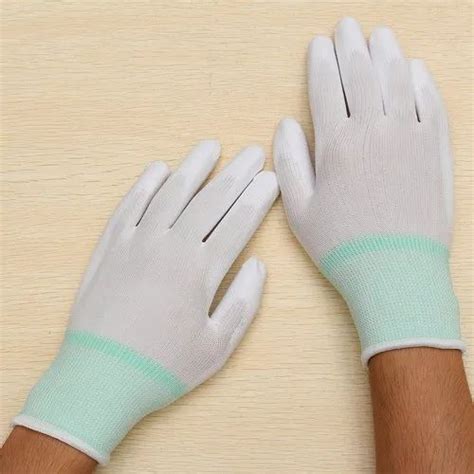 Polyester White Pu Coated Hand Gloves Size Medium At Rs 35pair In