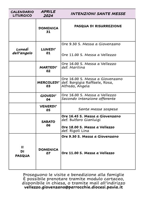 Calendario Liturgico Dal 31 Marzo Al 07 Aprile 2024