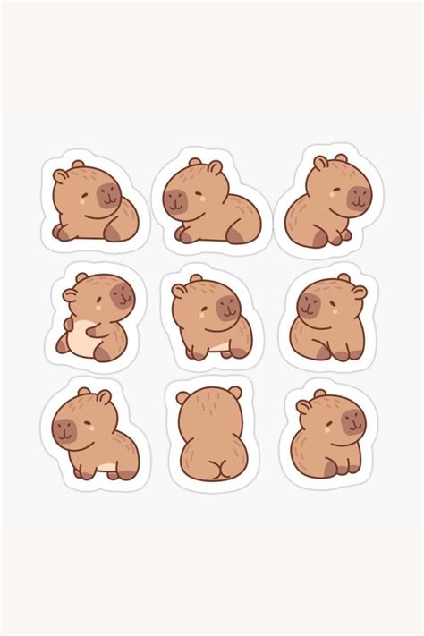 Funny Kawaii Capybara Pack Sticker For Sale By OlyaLitvinova