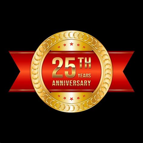 Premium Vector Th Anniversary Emblem Design With Gold Color And Red