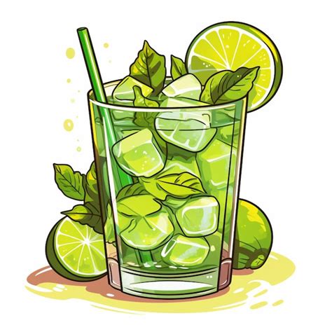 Premium Ai Image A Cartoon Illustration Of A Glass Of Limeade With