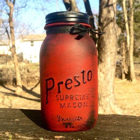 Rustic Red Mason Jars Red Vintage Mason Jars By Americanagloriana