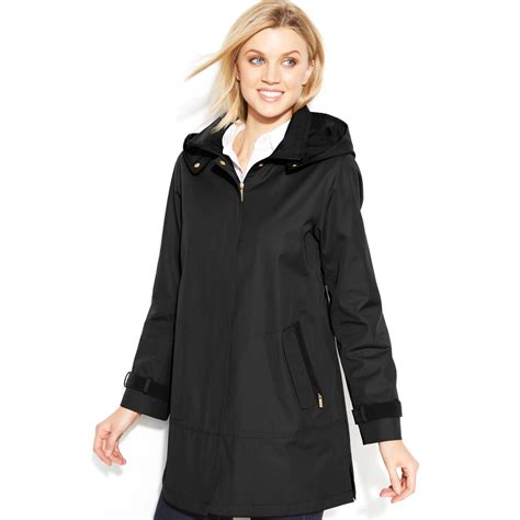 Lyst Jones New York Jones New York Coat Hooded Trapeze Raincoat In Black