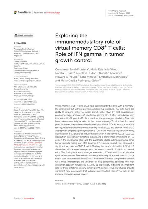 PDF Exploring The Immunomodulatory Role Of Virtual Memory CD8 T