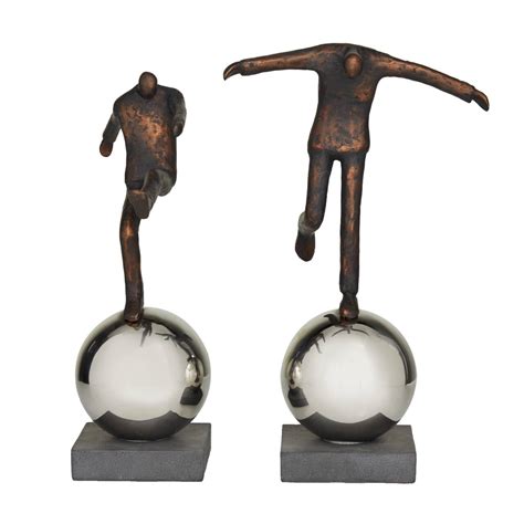 Bronze Polystone People Sculpture With Silver Ball Stands Set Michaels