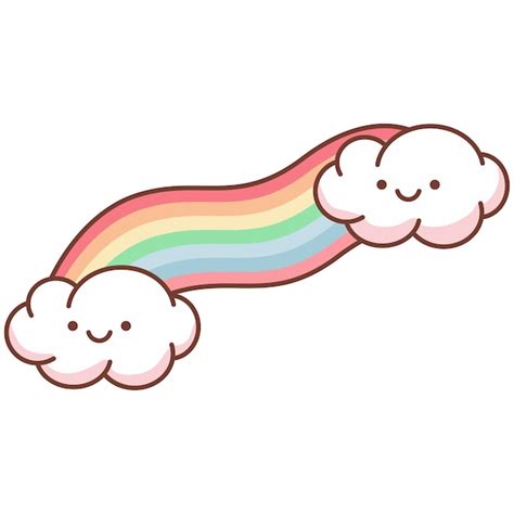 Schattige Cartoon Kawaii Wolk Met Regenboog Vector Illustratie