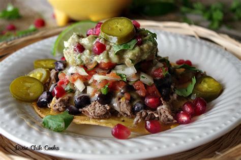 Shredded Beef Tostadas With Pomegranate Guacamole Dixie Chik Cooks