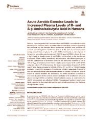 Acute Aerobic Exercise Leads To Increased Plasma Levels Of R And S